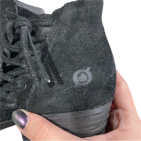 Born Black Suede Booties 8 Leather Ankle Bessie - Picture 10 of 12